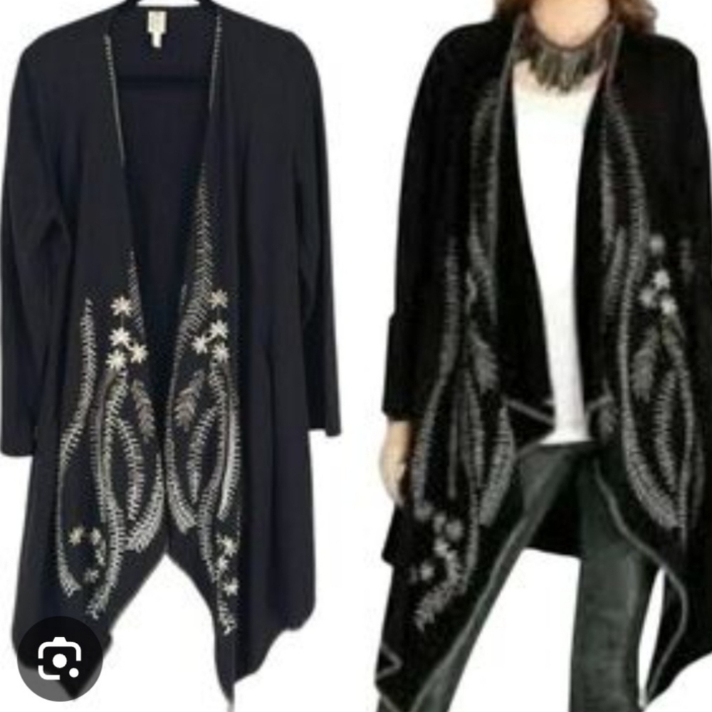 Black Embroidered Women's Sweater Cardigan